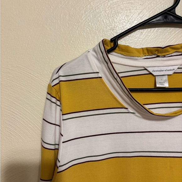 Christopher & Banks Yellow and White Long Sleeve Tee - Picture 6 of 8